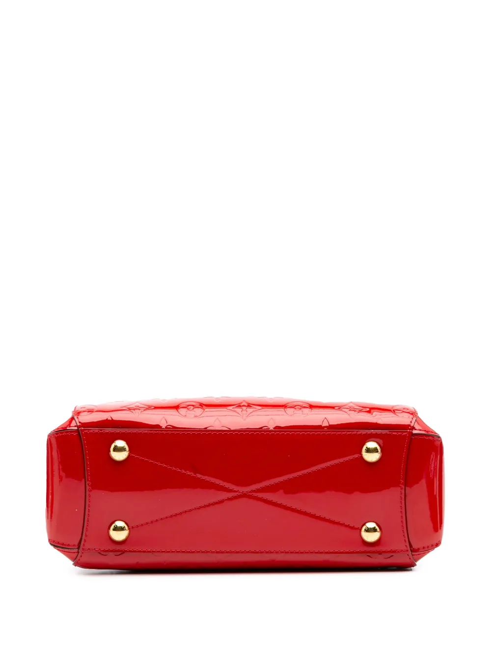 Pre-owned Louis Vuitton 2015 Monogram Vernis Montaigne Bb Satchel In Red