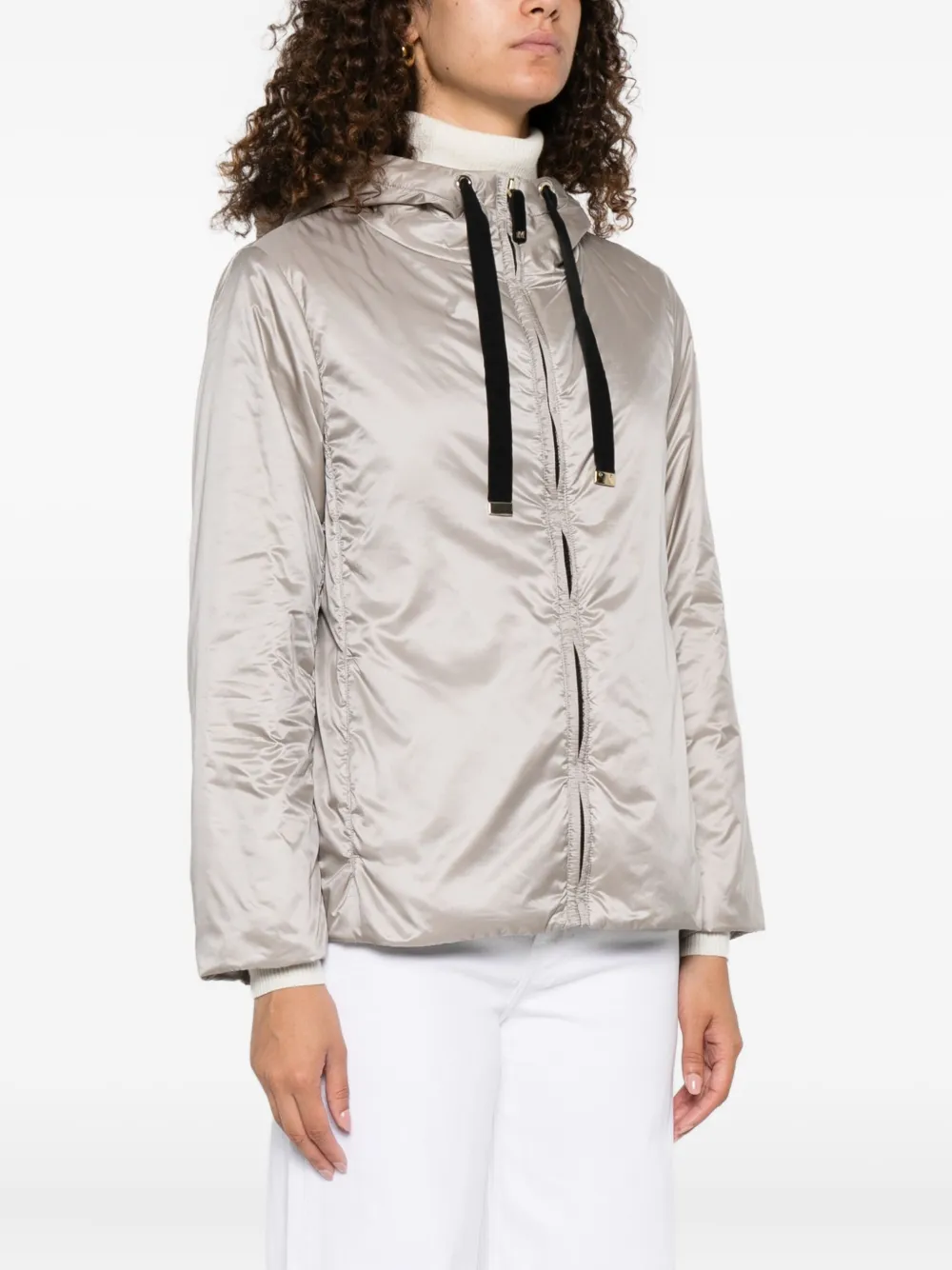 Max Mara The Cube Green hooded zip-front jacket Grijs