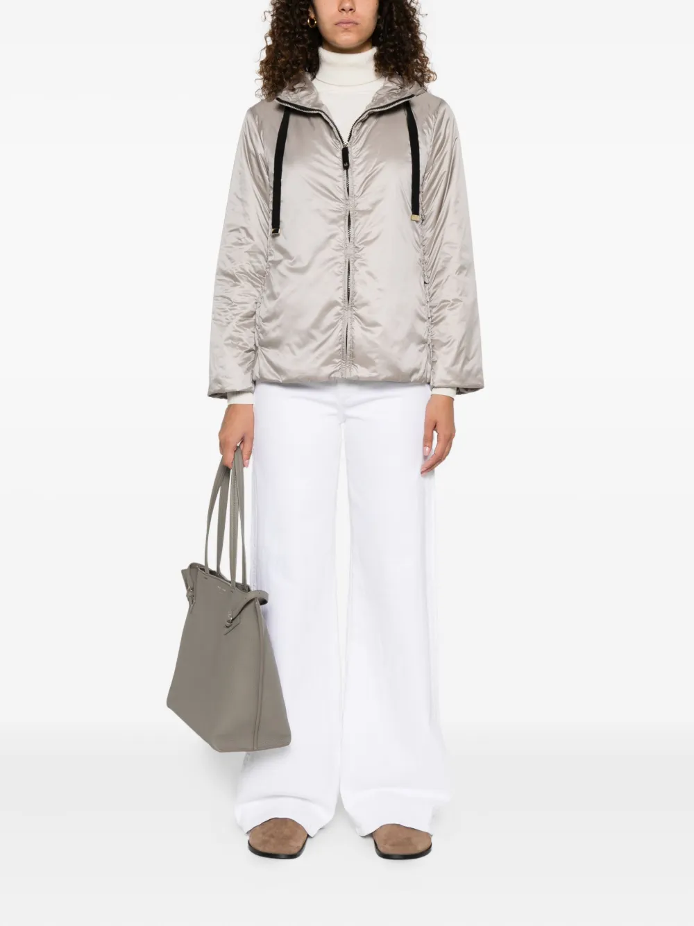 Max Mara The Cube Green hooded zip-front jacket Grijs