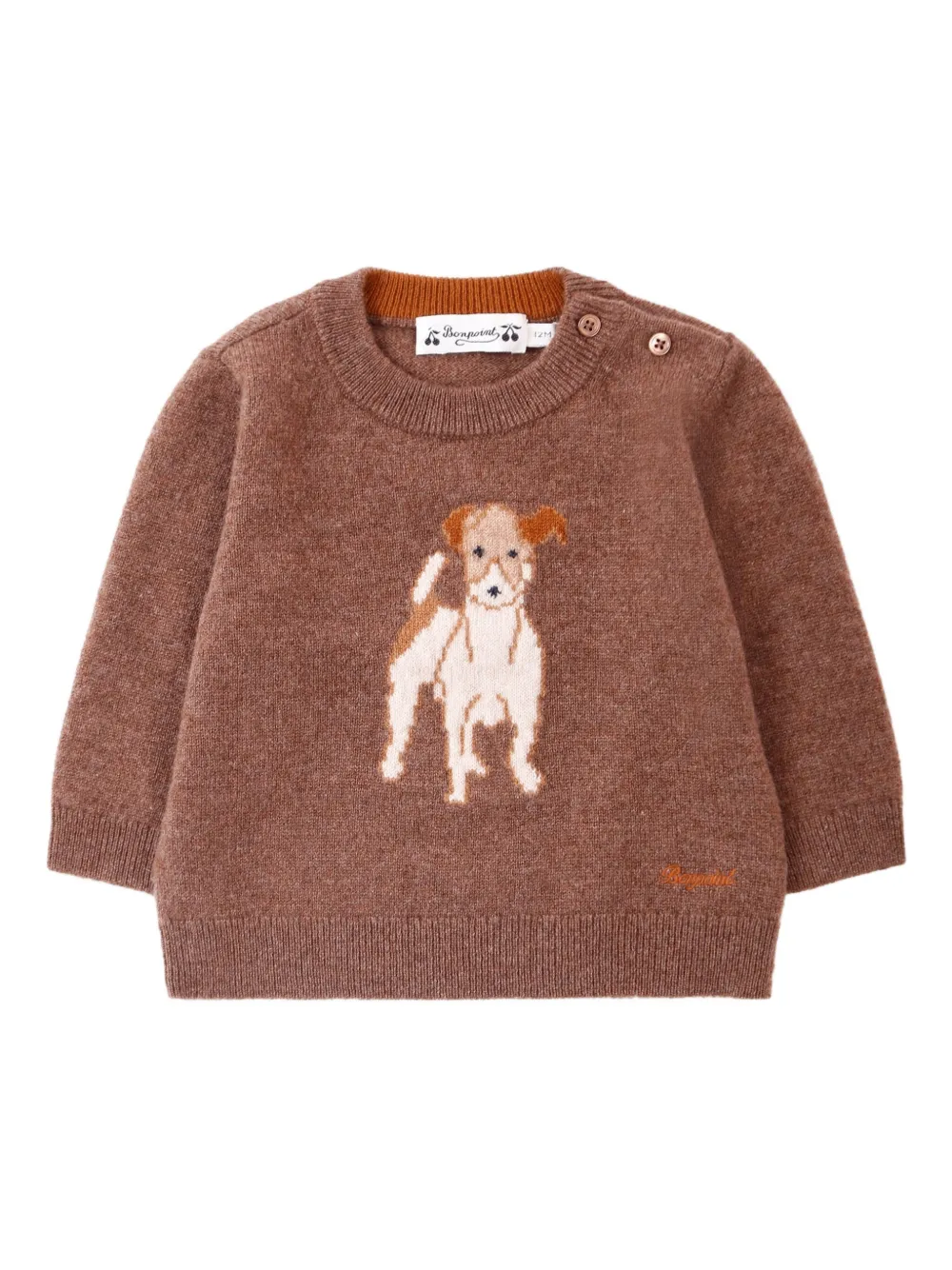 Bonpoint dog-embroidered cashmere sweater Bruin