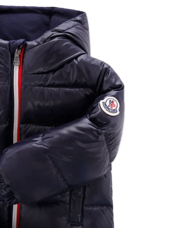 Moncler Enfant Casaco Matelassê Com Logo | Azul | FARFETCH BR