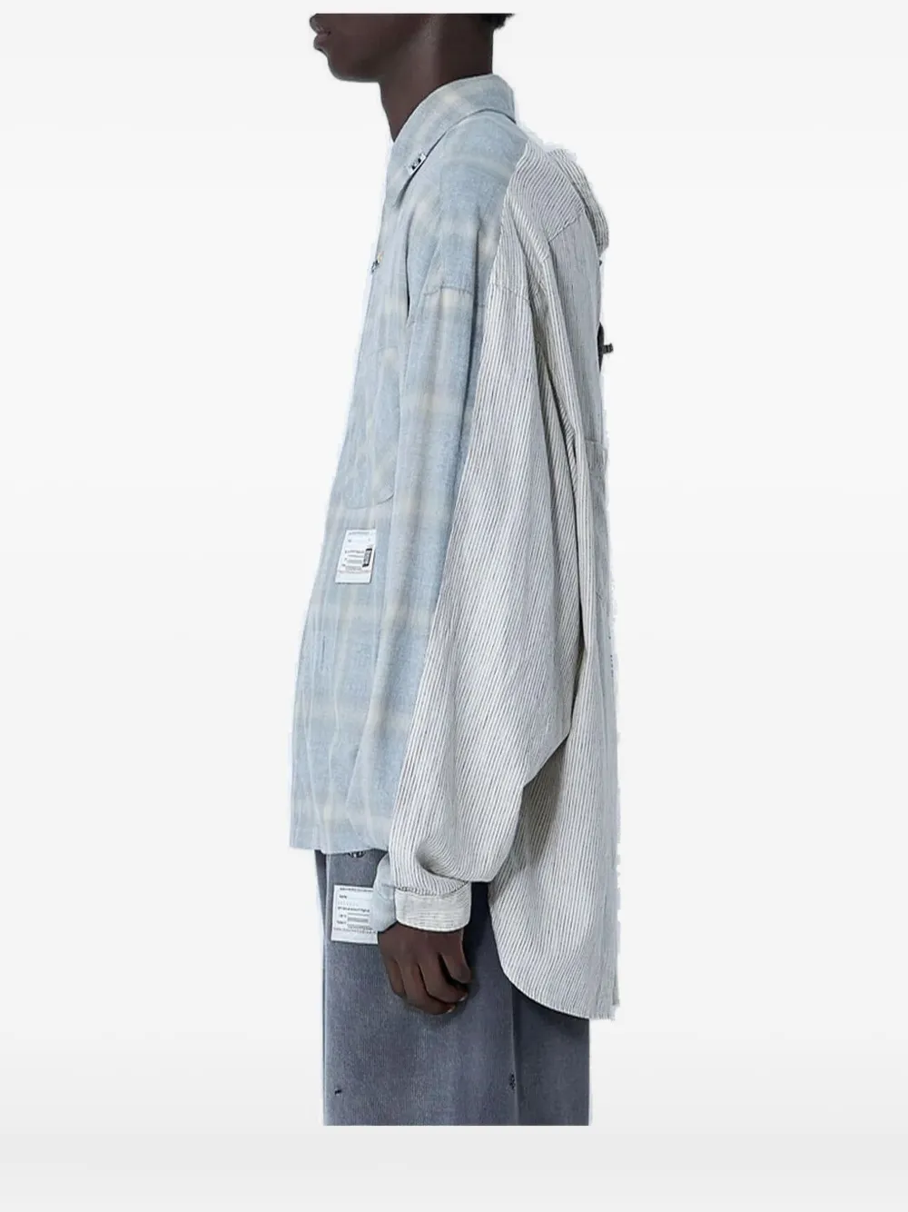 Maison MIHARA YASUHIRO patchwork-plaid cotton shirt - Blauw