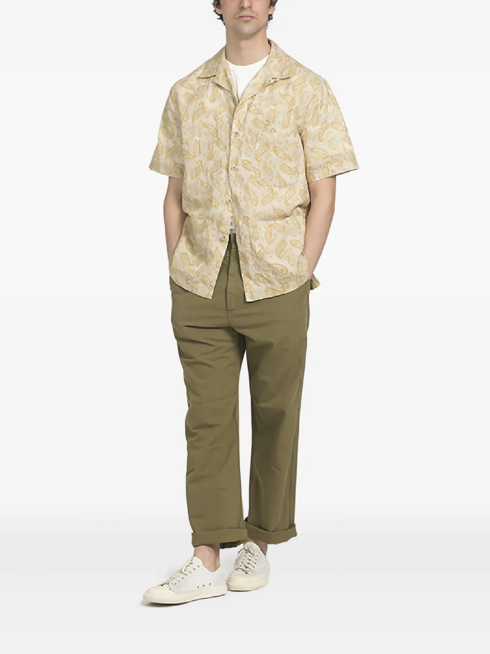 East Harbour Surplus paisley-print pocket shirt - Beige