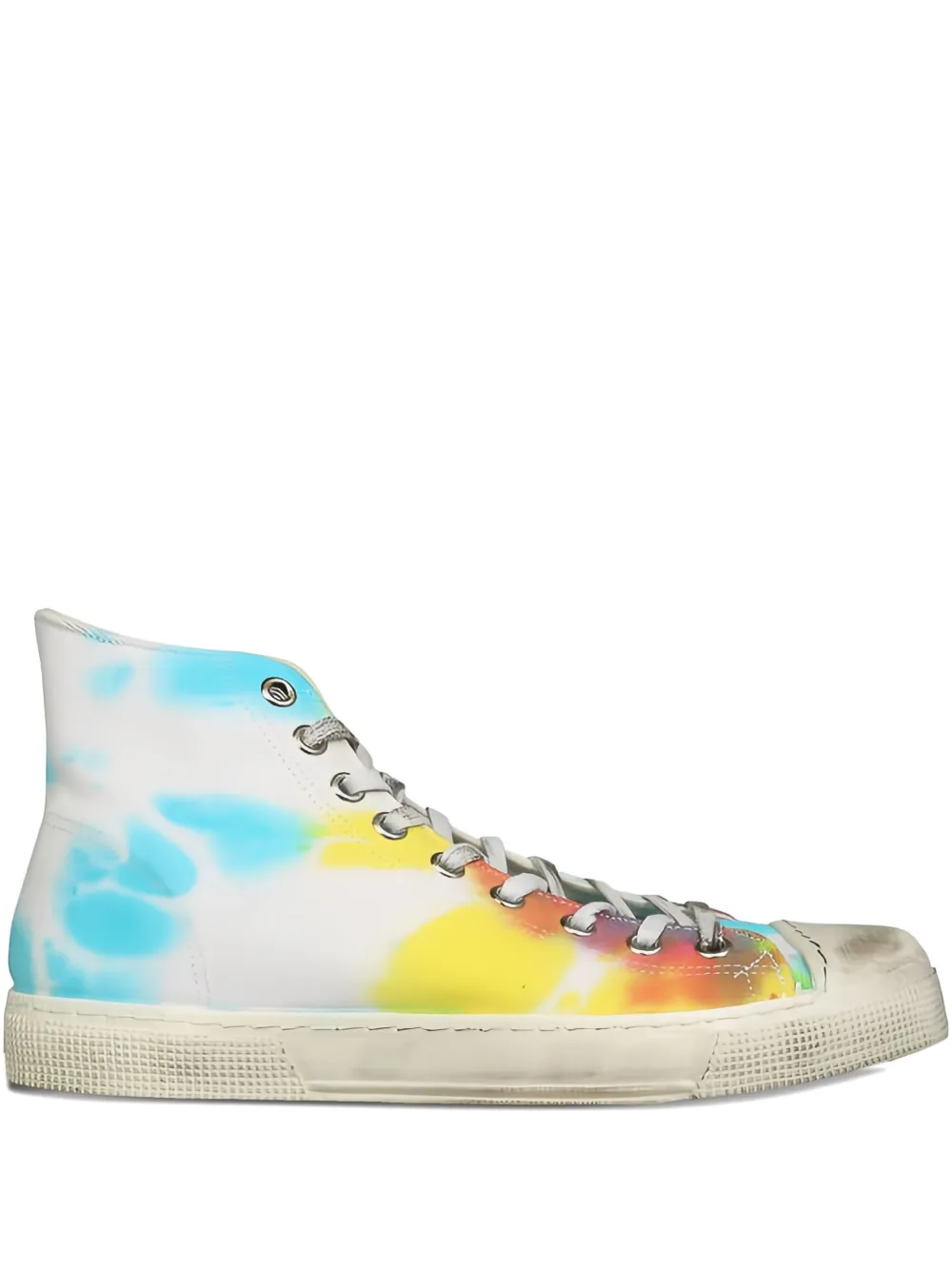 METAL GIENCHI tenis altos con estampado tie-dye en colaboración con Jean Michel | blanco | Image 1