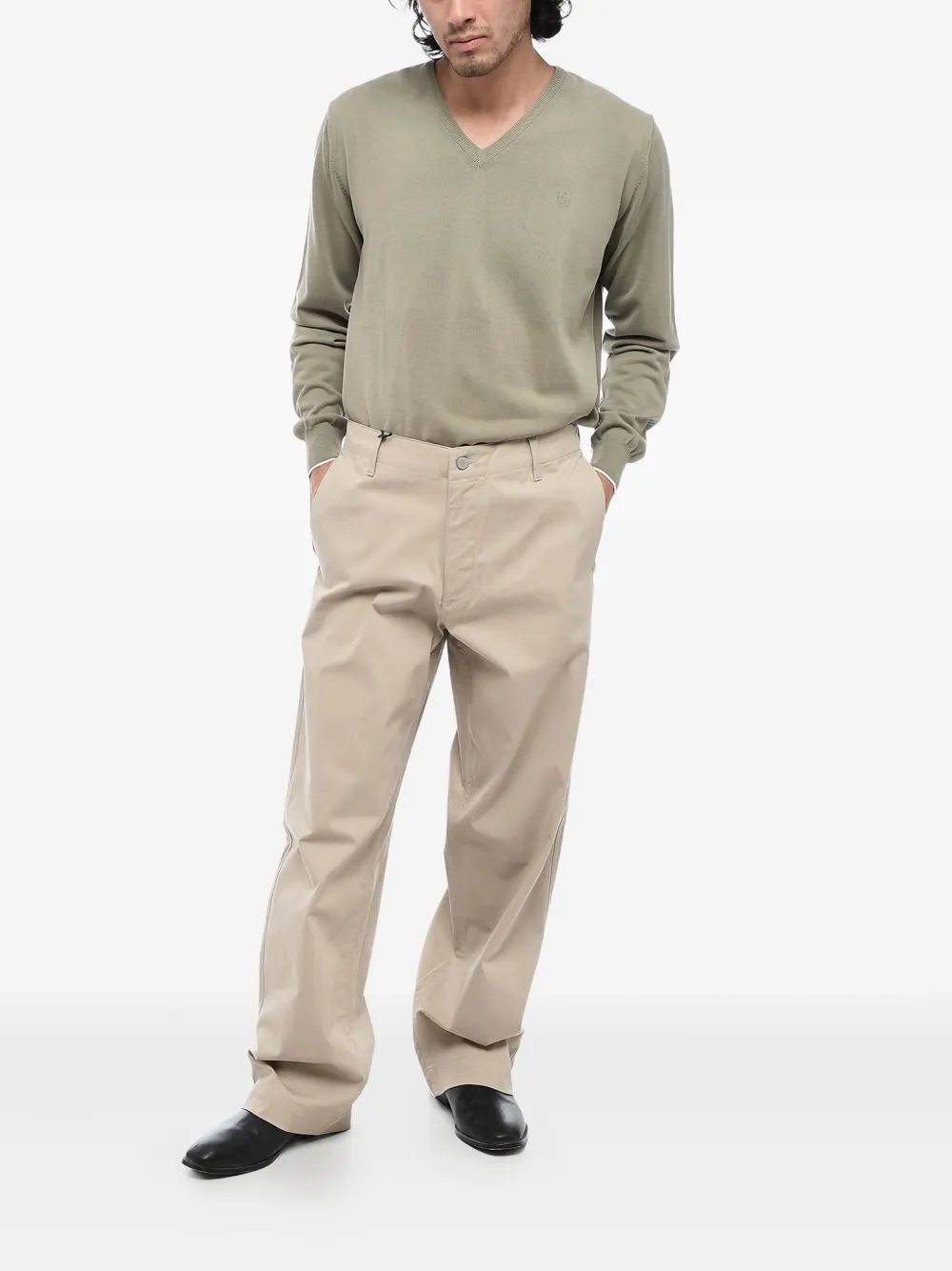 Giorgio Armani button-fastening cotton trousers | Loose Fit Pants | Image 2