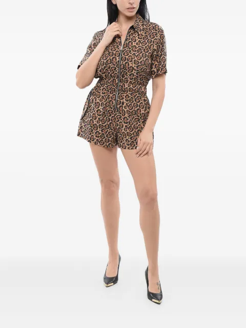 Giorgio Armani zip-front animalier playsuit
