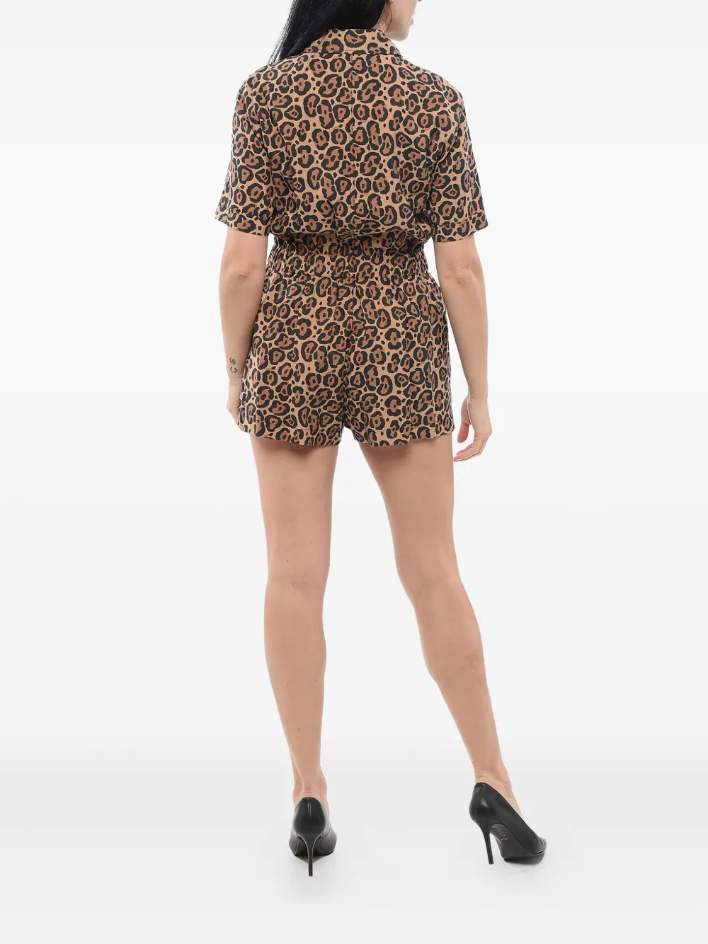 Giorgio Armani zip-front animalier playsuit Bruin
