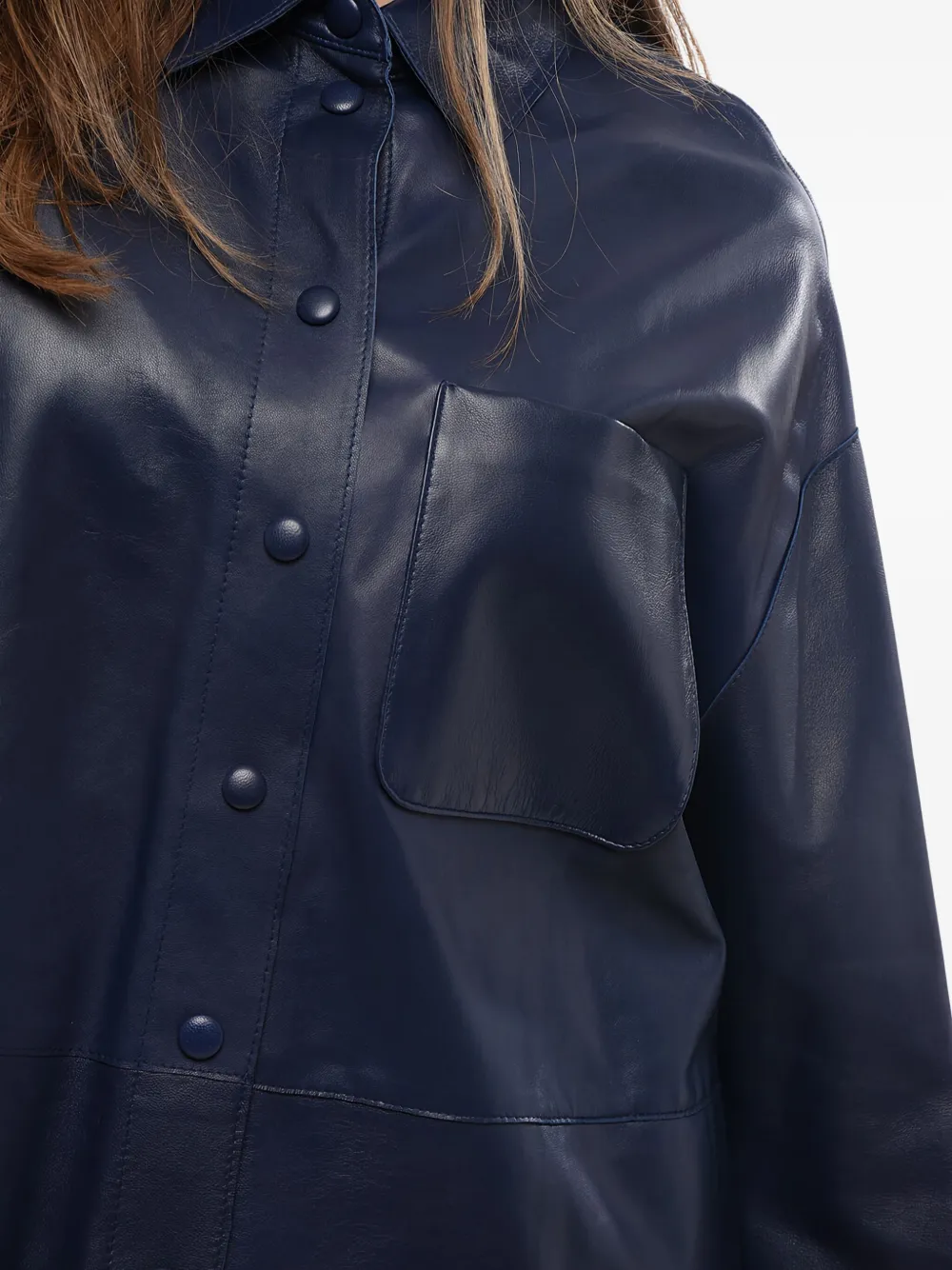 Giorgio Armani Leren jack Blauw