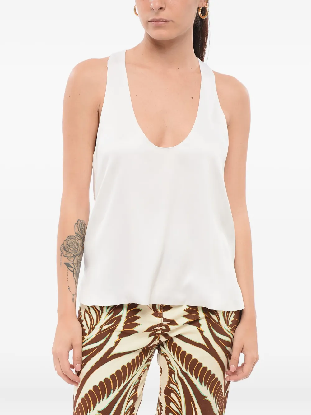 Giorgio Armani Zijden top met U-hals Wit