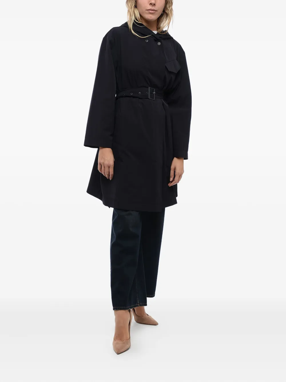 Giorgio Armani Trenchcoat met capuchon en ceintuur Blauw