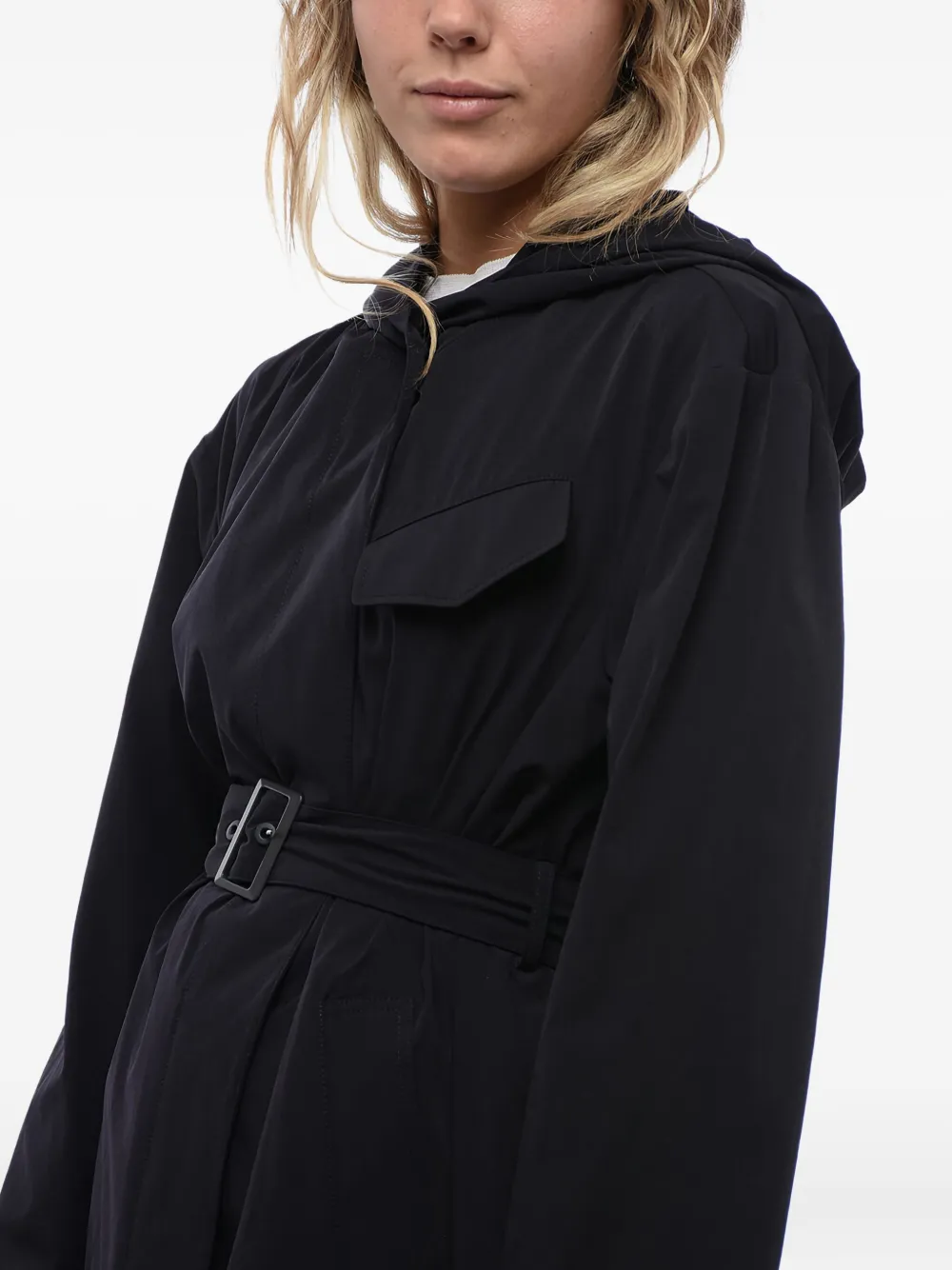 Giorgio Armani Trenchcoat met capuchon en ceintuur Blauw
