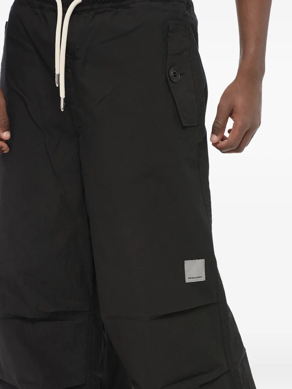 Giorgio Armani Broek met trekkoordtaille en platte voorkant Zwart