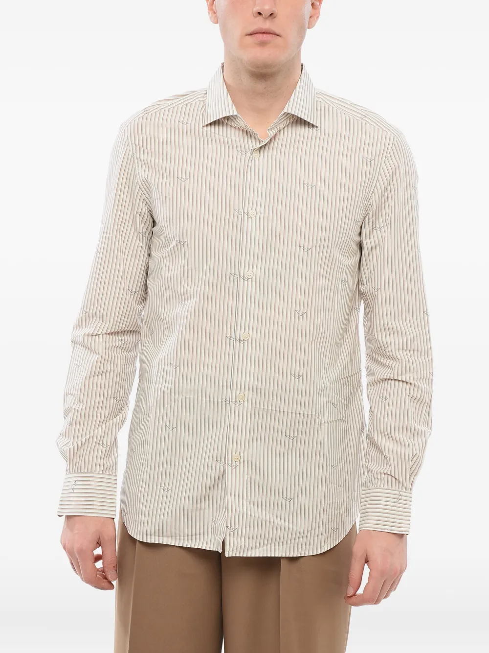 Giorgio Armani striped logo shirt | Neutrals | Image 1
