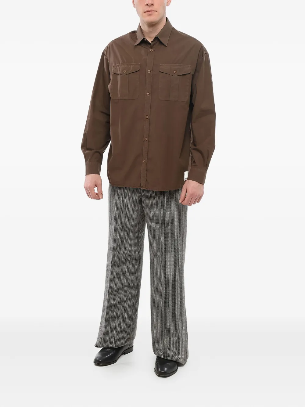 Giorgio Armani Overhemd met dubbele zak Bruin