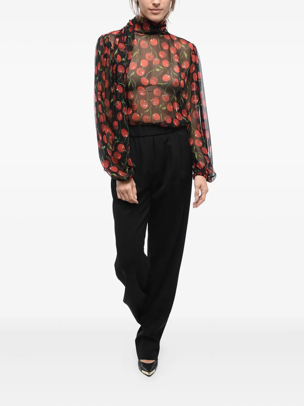 Giorgio Armani Broek met elastische taille en drie zakken Zwart