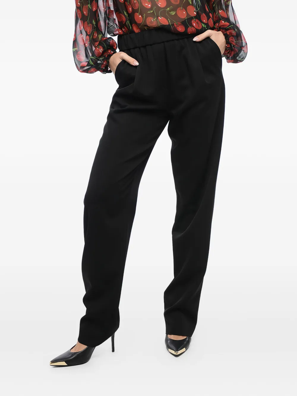 Giorgio Armani Broek met elastische taille en drie zakken Zwart