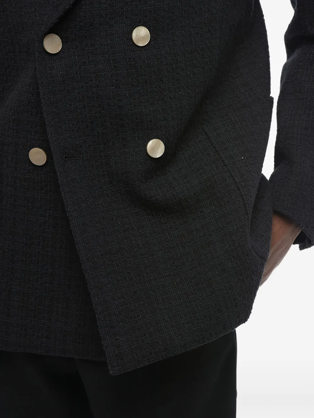 Giorgio Armani double-breasted patch-pocket blazer Zwart