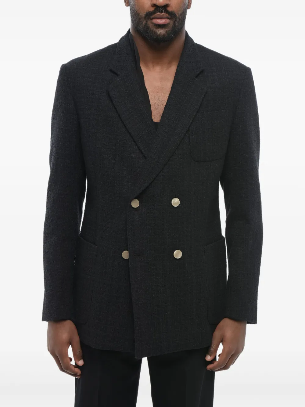 Giorgio Armani double-breasted patch-pocket blazer | Black | Image 1