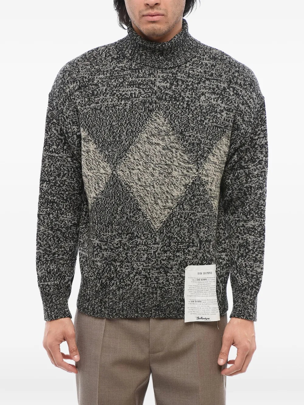 Ballantyne diamond-pattern turtleneck sweater | Grey | Image 1