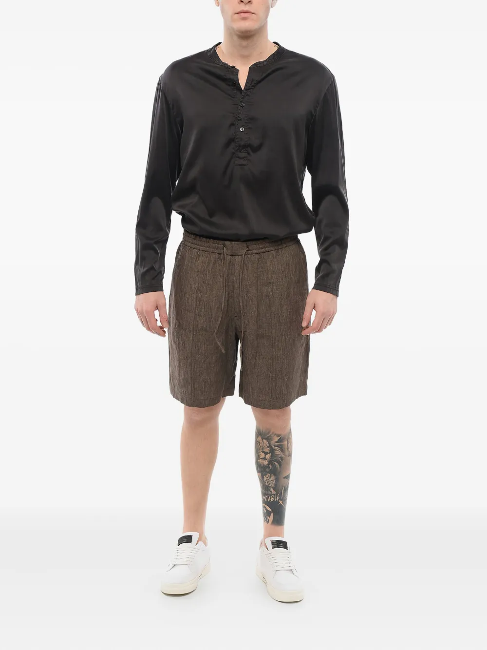 Giorgio Armani drawstring three-pocket linen shorts Bruin