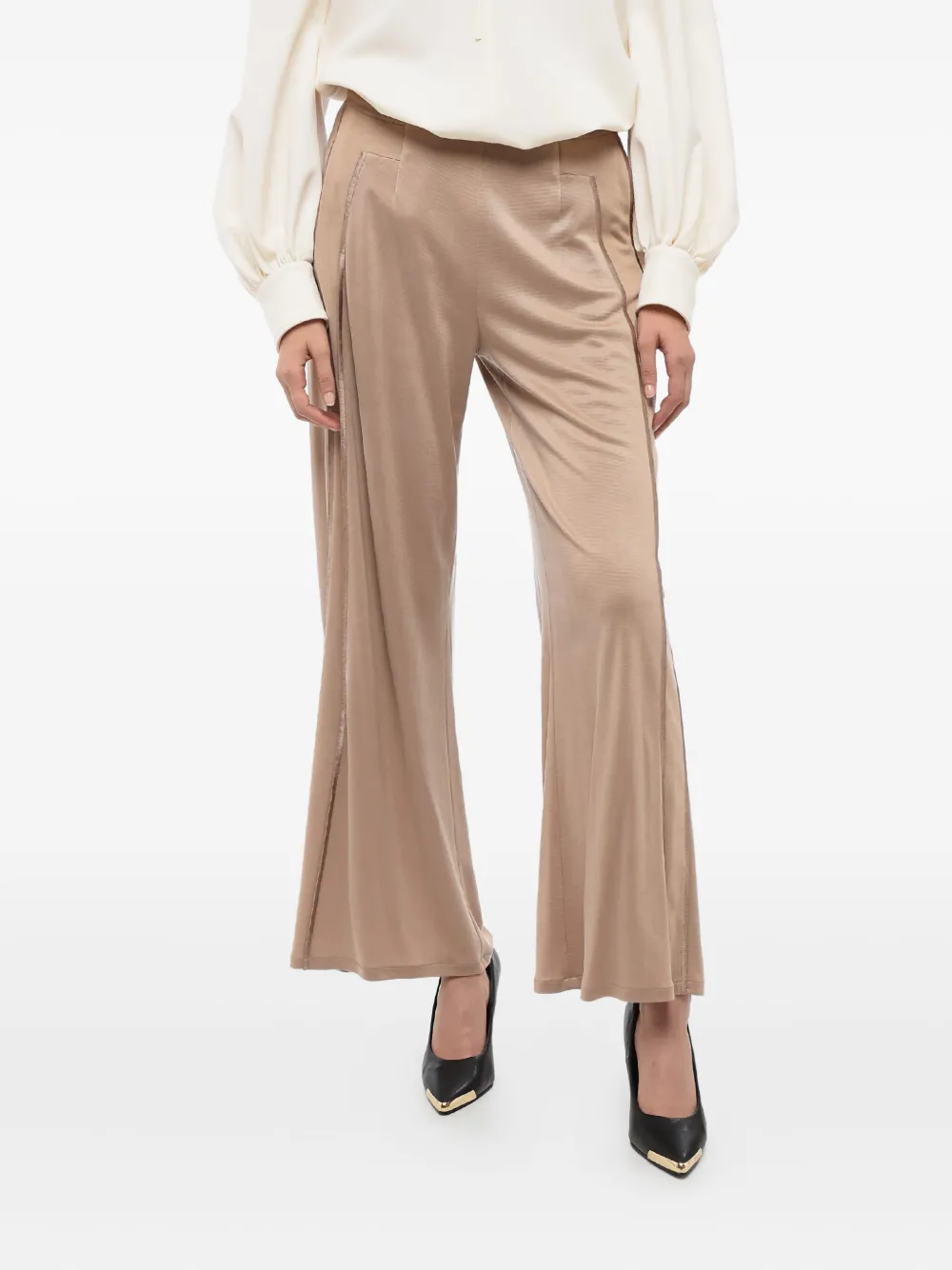Giorgio Armani Broek met wijde pijpen Beige