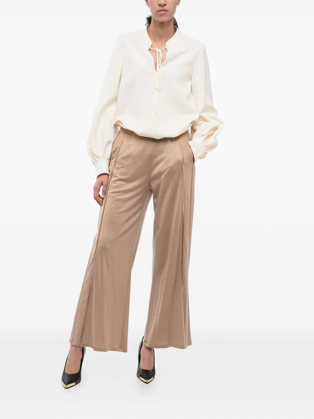 Giorgio Armani Broek met wijde pijpen Beige
