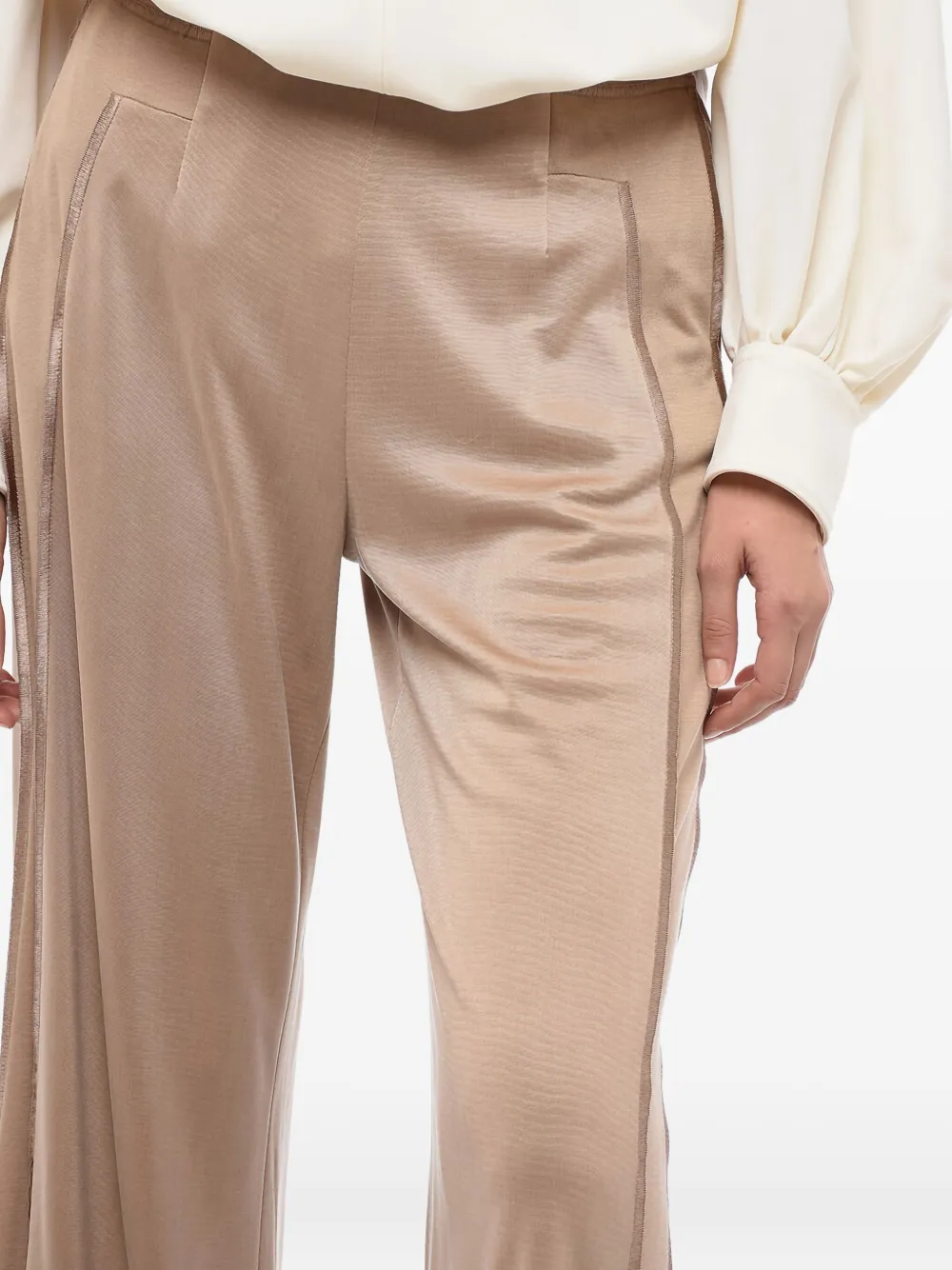 Giorgio Armani Broek met wijde pijpen Beige