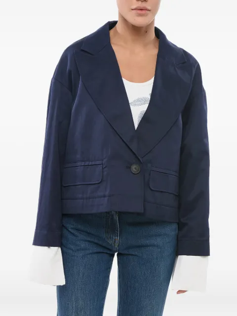Giorgio Armani contrasting-cuffs cotton jacket