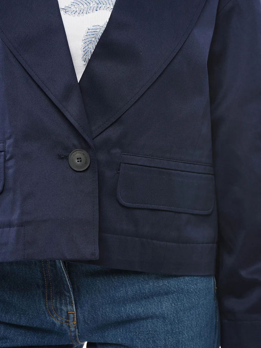 Giorgio Armani Katoenen jack met contrasterende manchetten Blauw