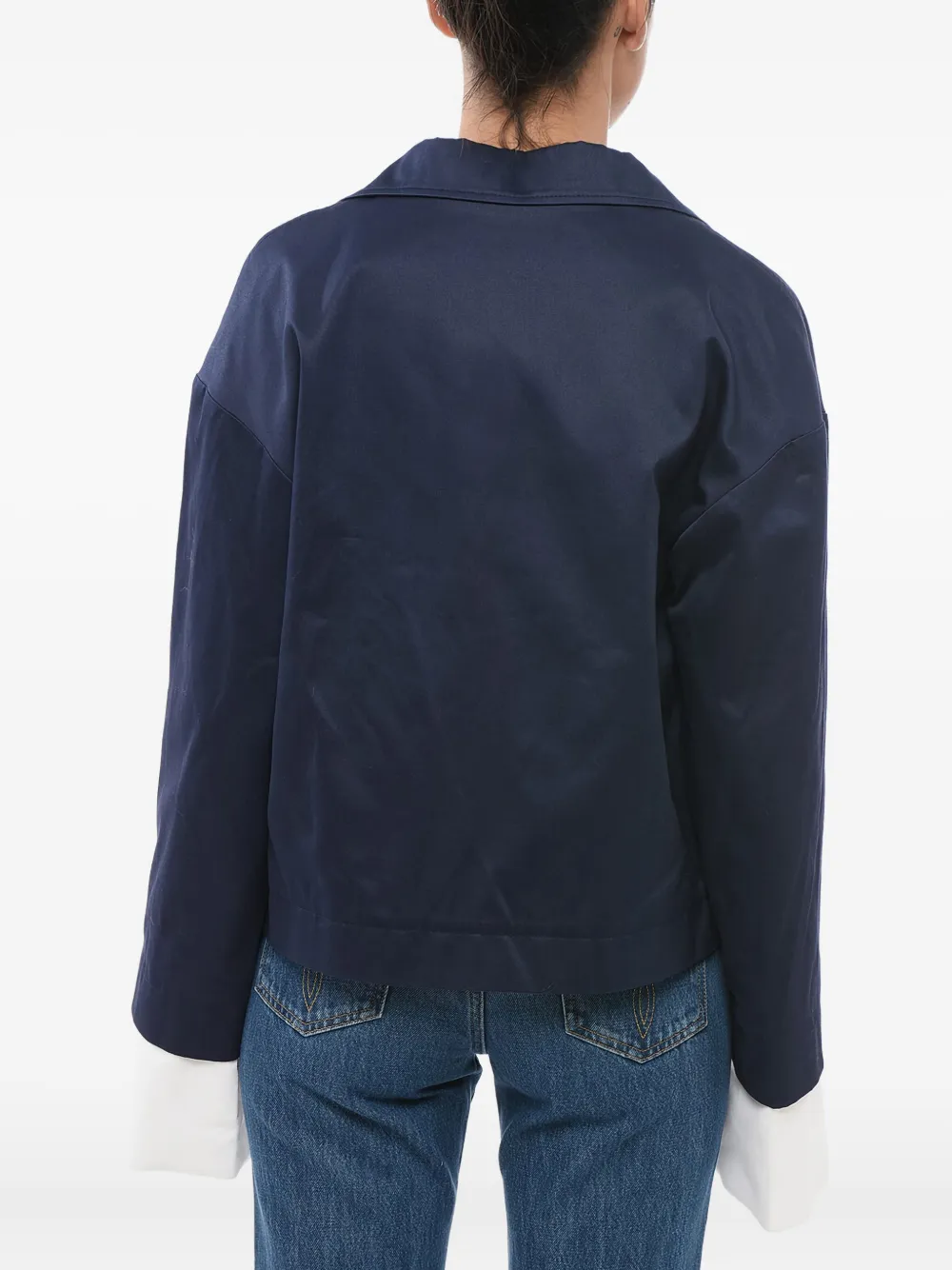 Giorgio Armani Katoenen jack met contrasterende manchetten Blauw