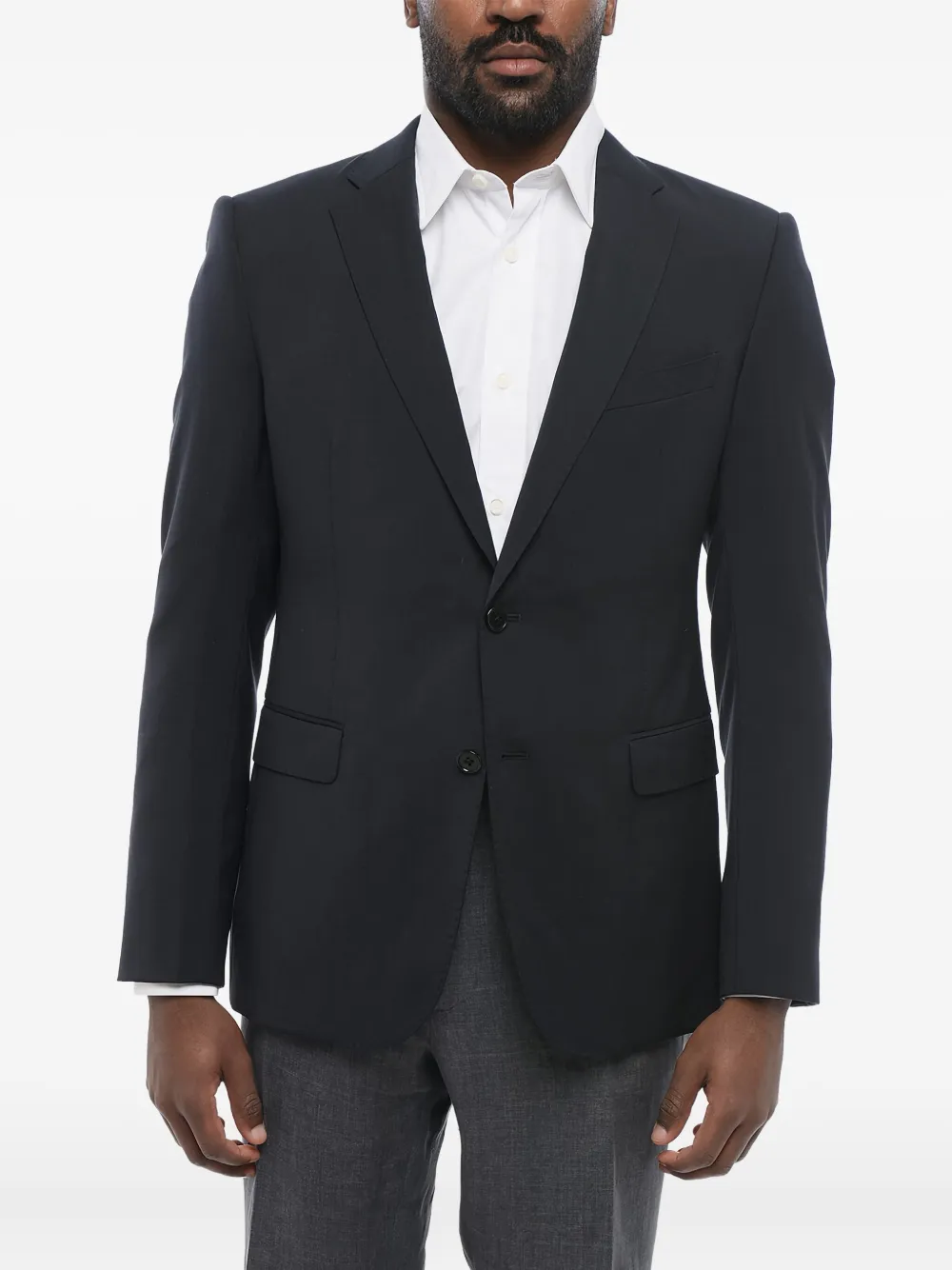 Giorgio Armani virgin-wool blazer Zwart