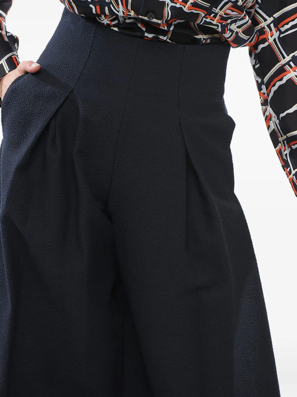 Giorgio Armani Plooibroek met wijde pijpen Blauw