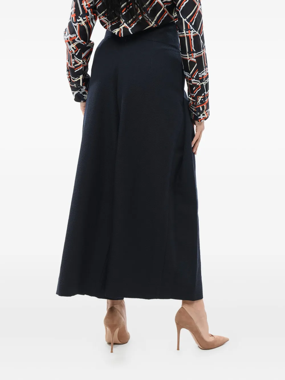 Giorgio Armani Plooibroek met wijde pijpen Blauw