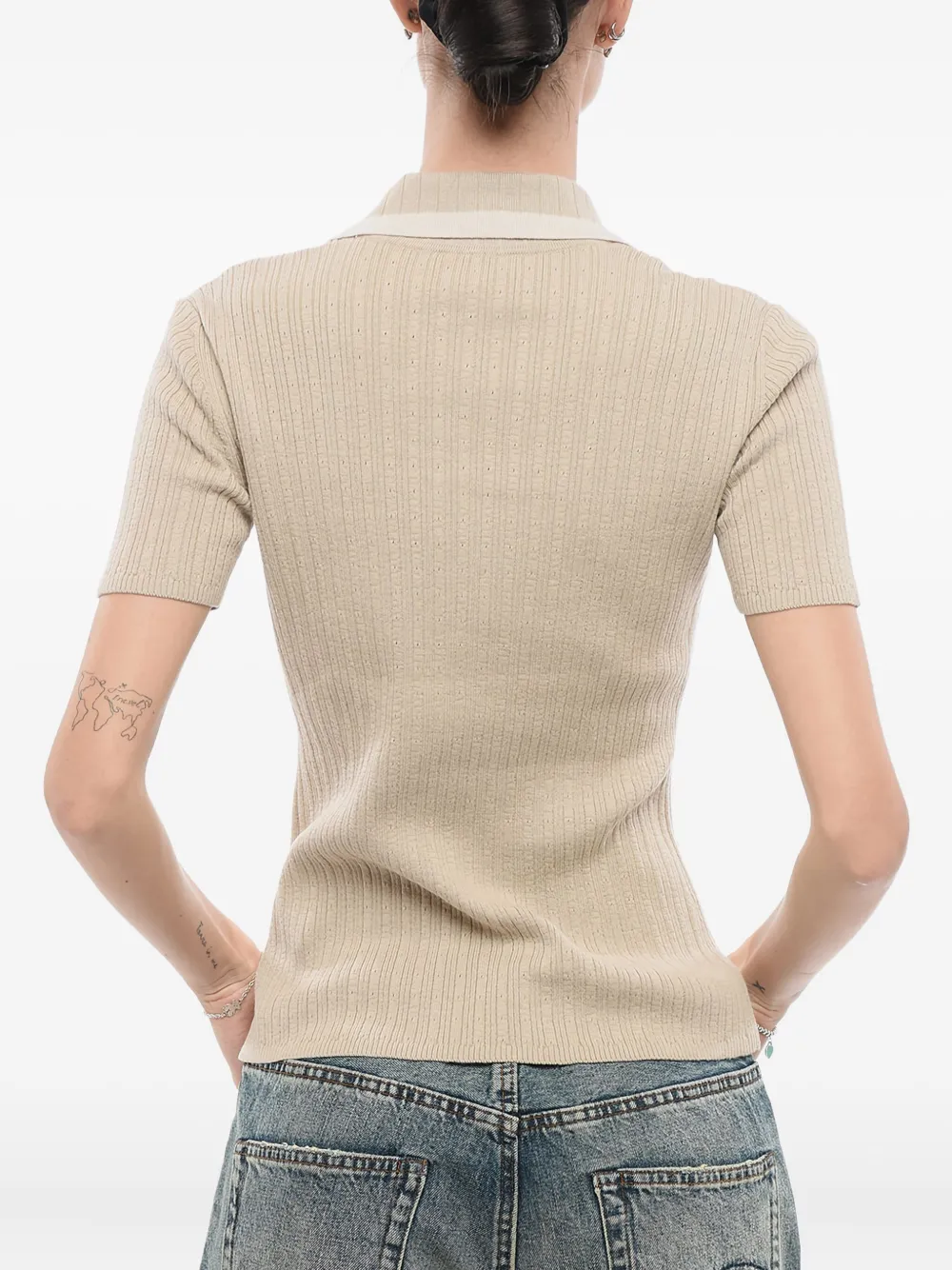 Giorgio Armani Geribbelde polotop Beige
