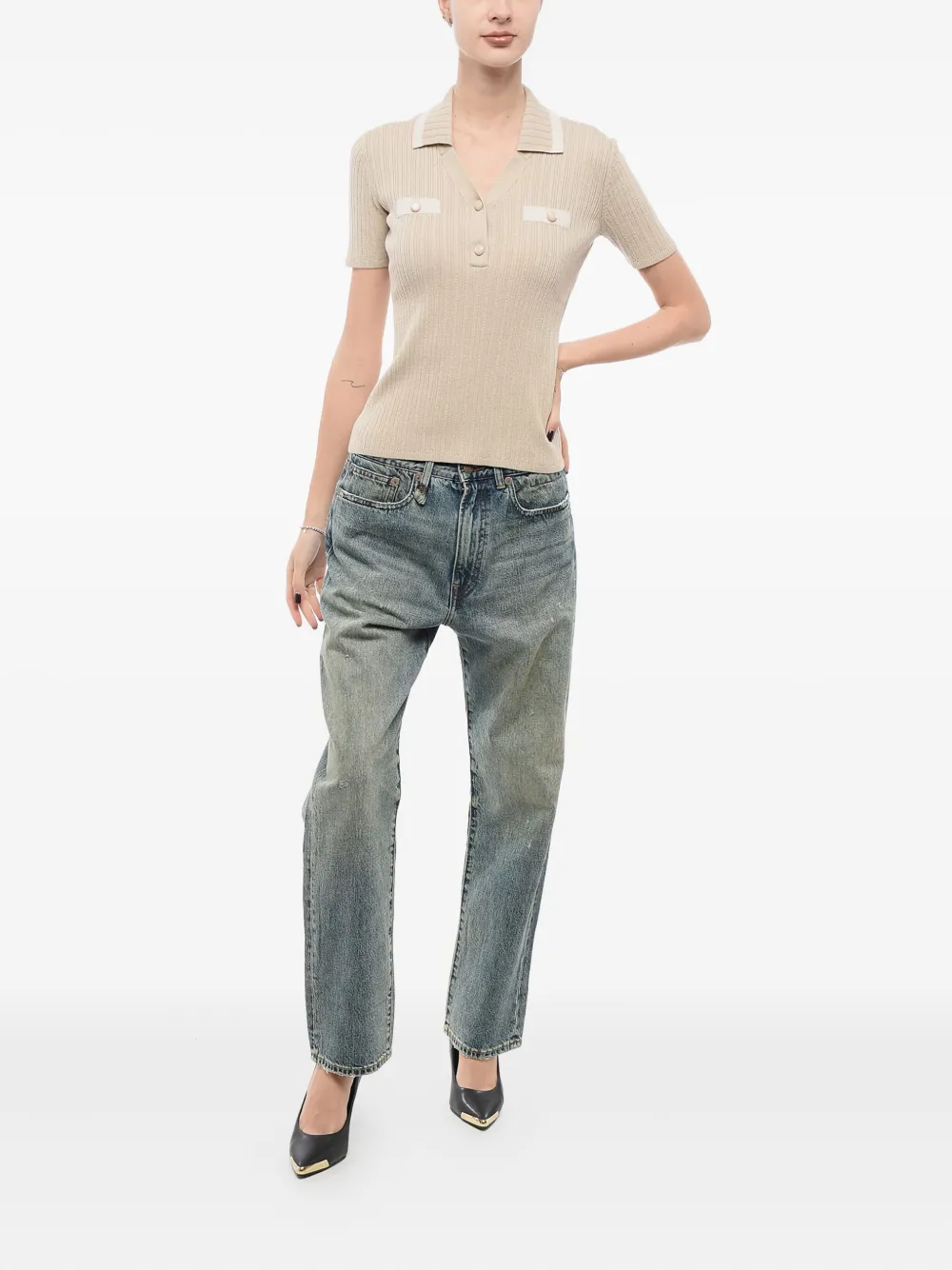 Giorgio Armani ribbed polo top | Polo Tops | Image 2