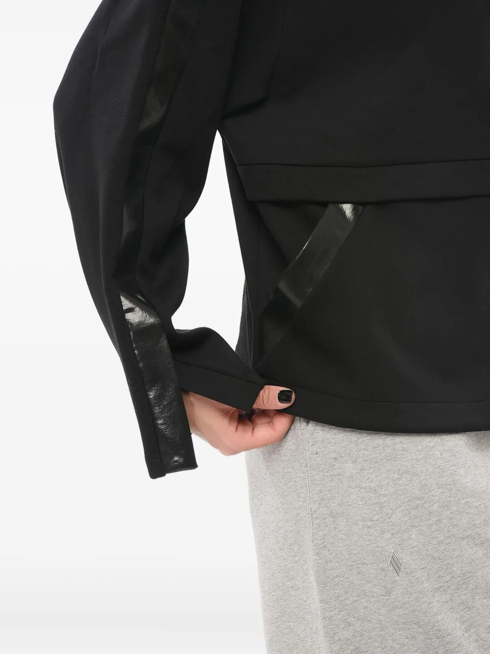 Giorgio Armani coated-panel drawstring hoodie Zwart