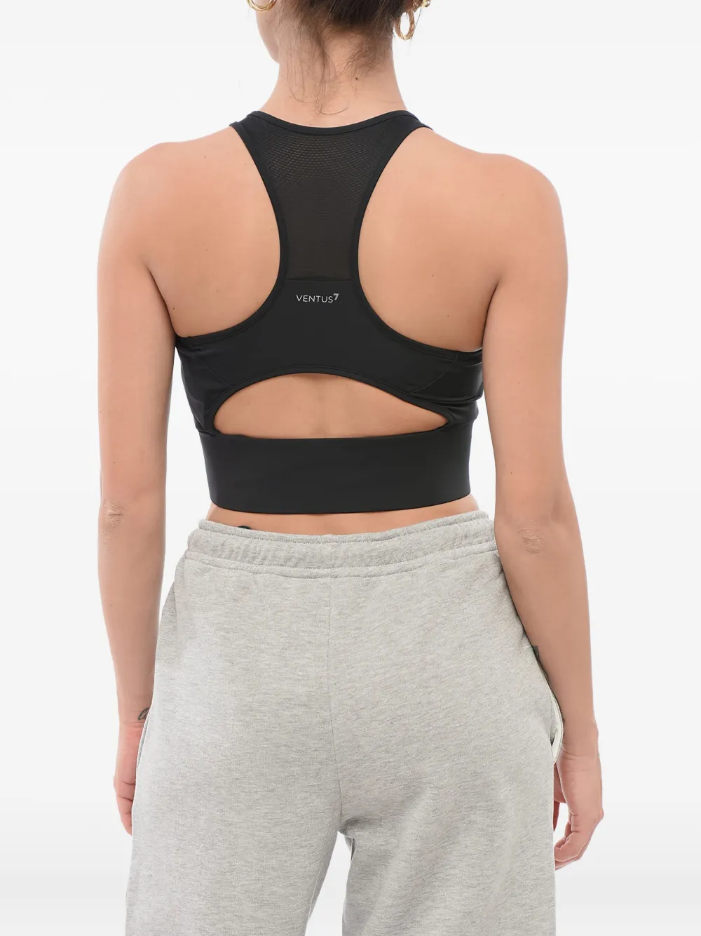 Giorgio Armani logo-patch racerback sports bra Zwart