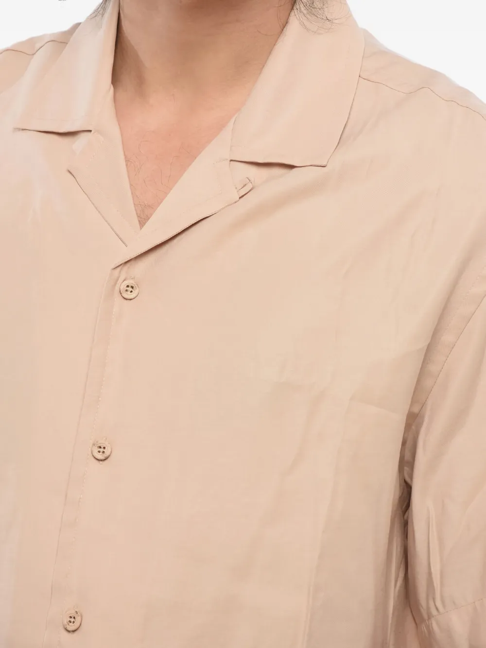 Giorgio Armani palm-tree embroidered shirt Beige