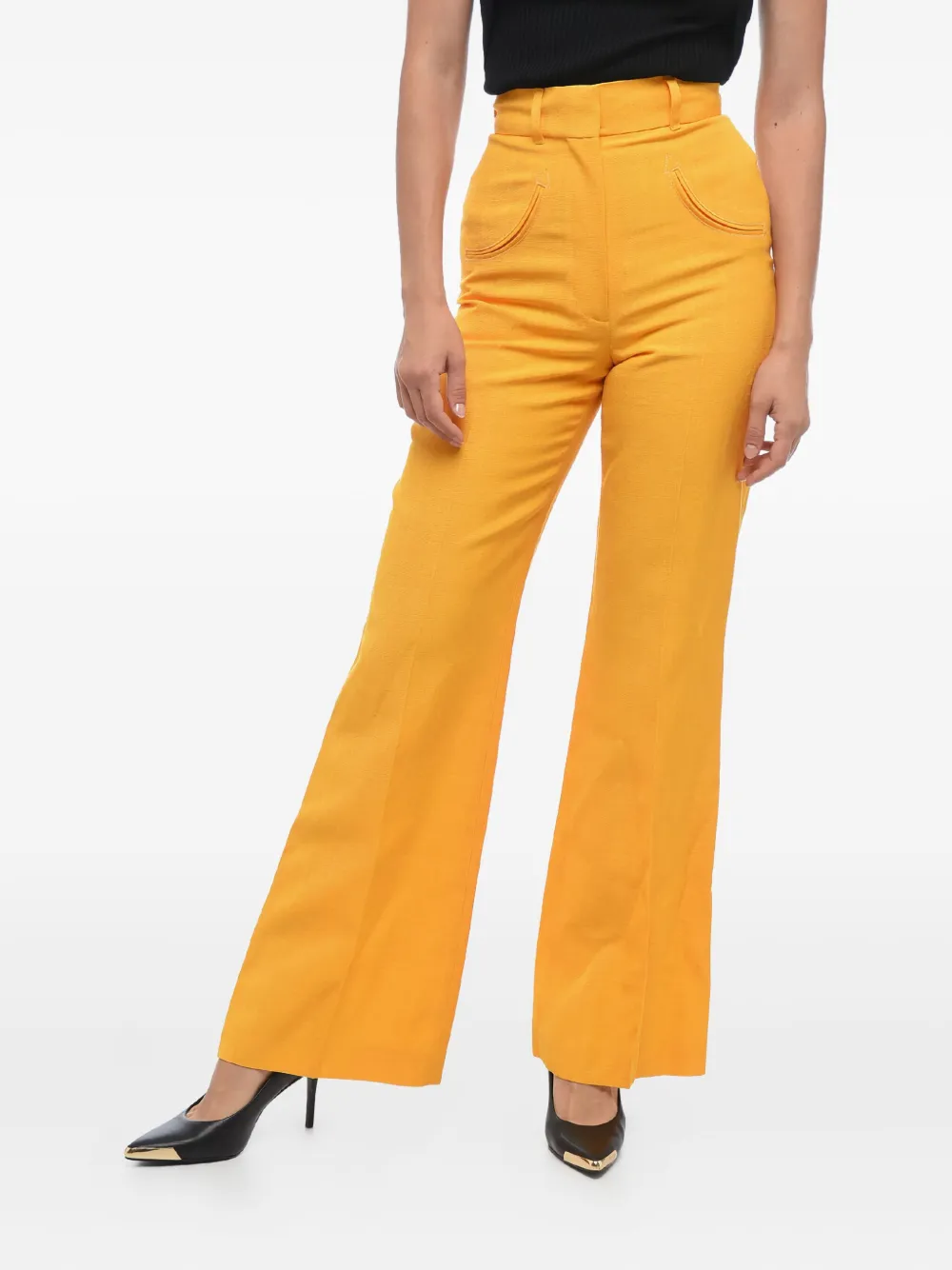 Casablanca jetted-pocket flared trousers Geel