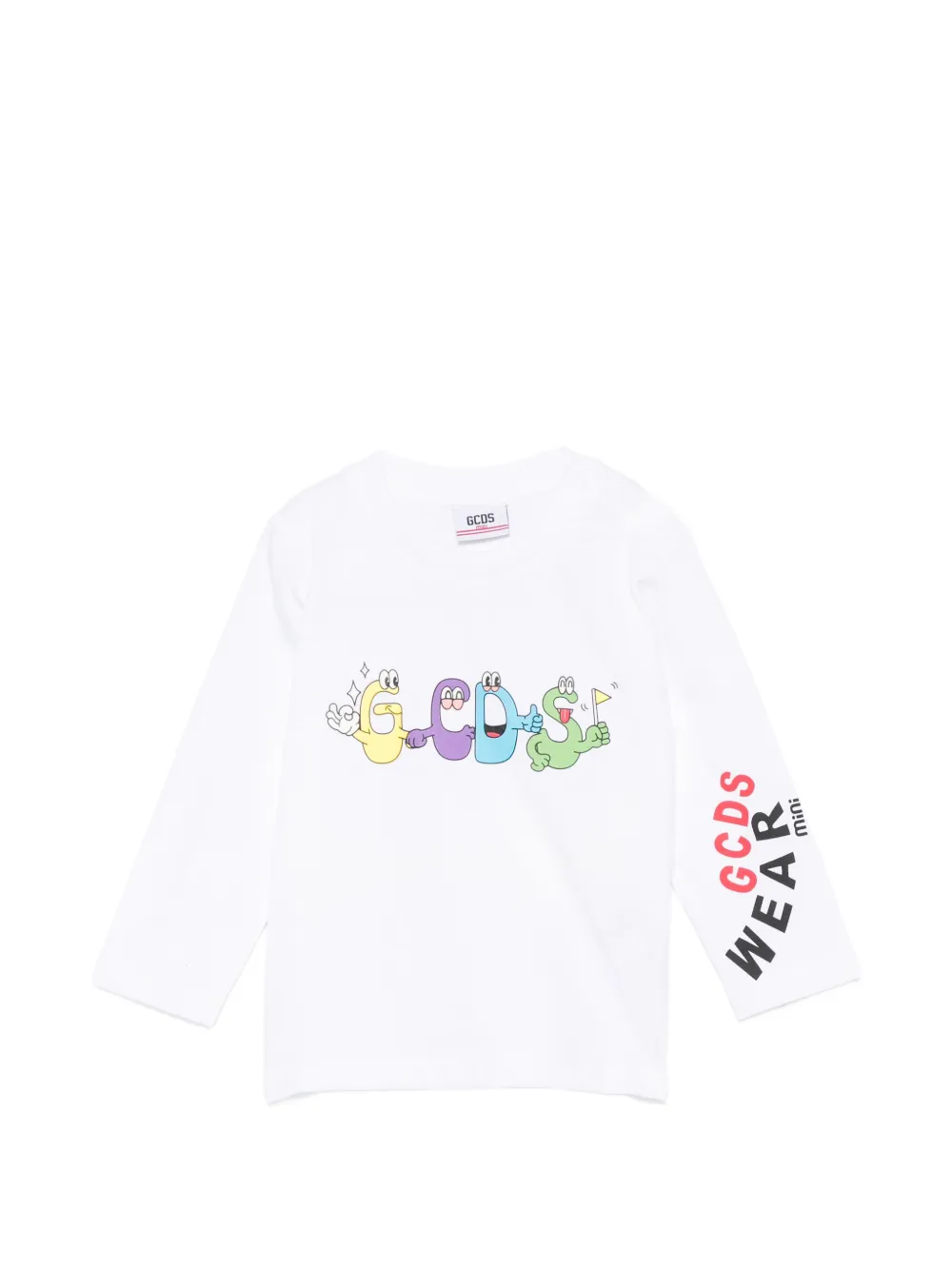 Gcds Kids logo-print long-sleeve T-shirt - Bianco