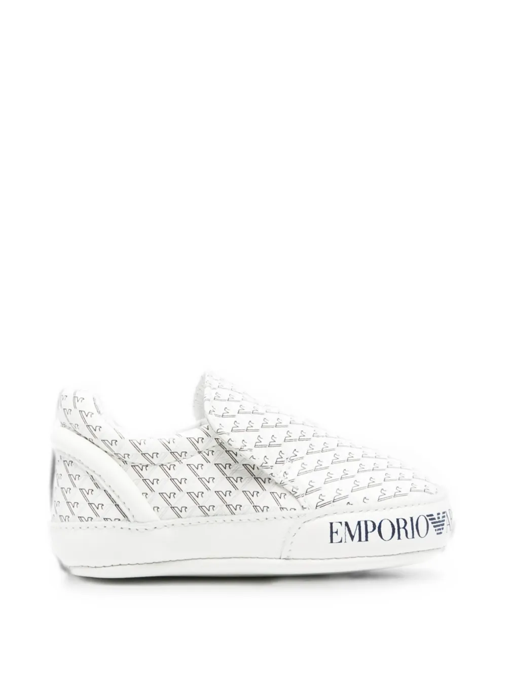 Emporio Armani Kids logo-print leather sneakers - Bianco