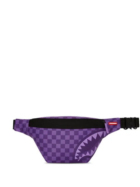 sprayground kid checked shark-print belt bag