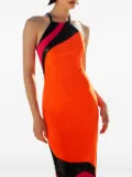 Maestri sequin-panel halter neck maxi party dress - Orange