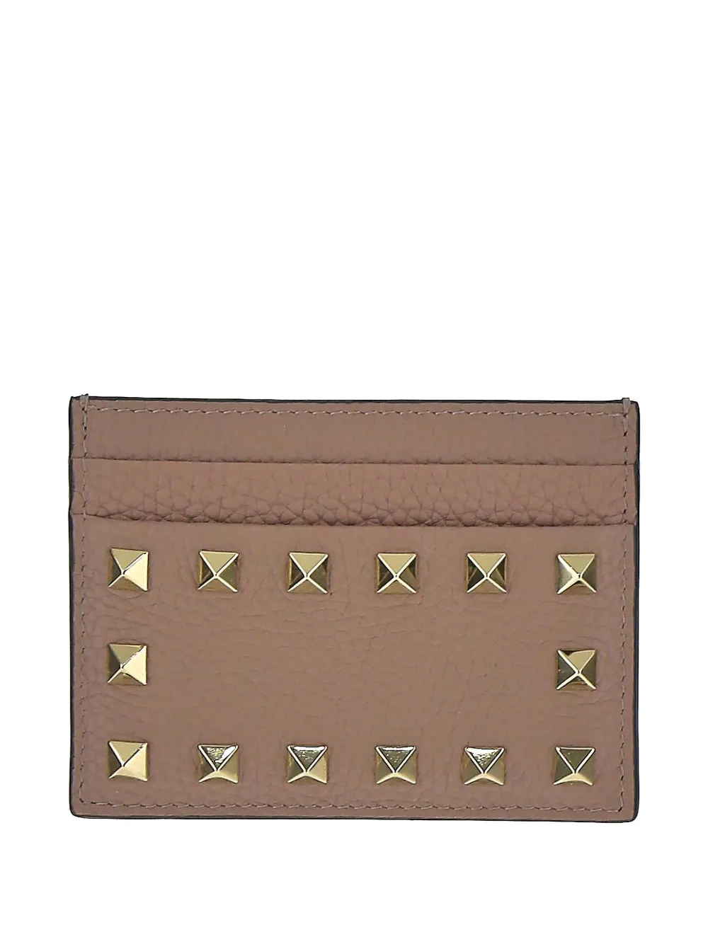 Valentino Garavani Rockstud leather cardholder Bruin