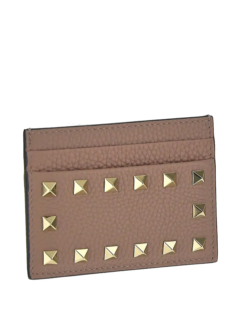 Valentino Garavani Rockstud leather cardholder Bruin
