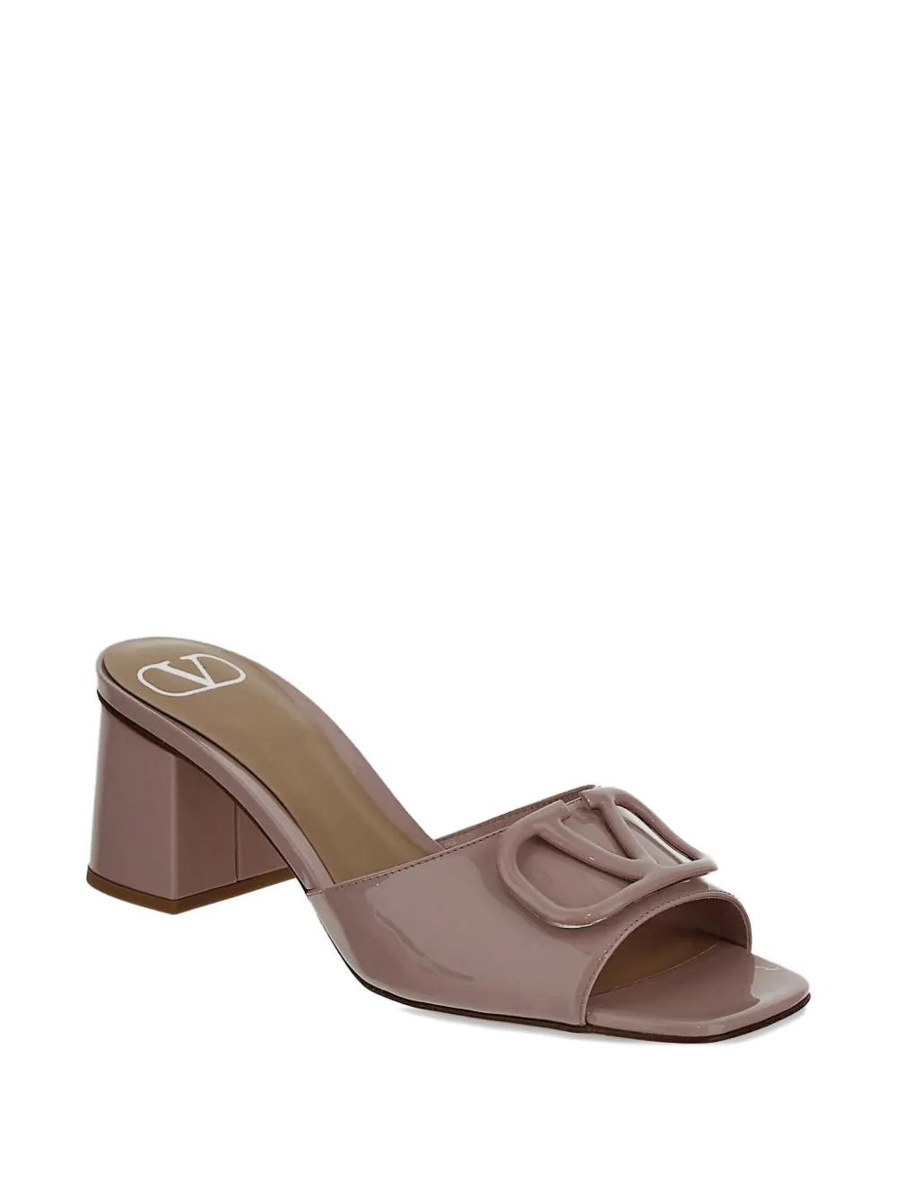 Valentino Garavani 60mm patent-finish heeled sandals Neutrals