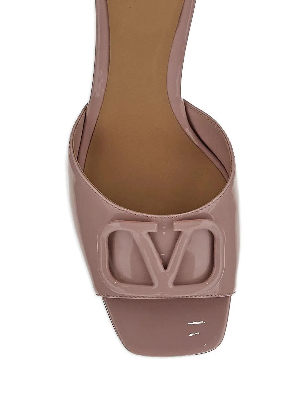 Valentino Garavani 60mm patent-finish heeled sandals Neutrals