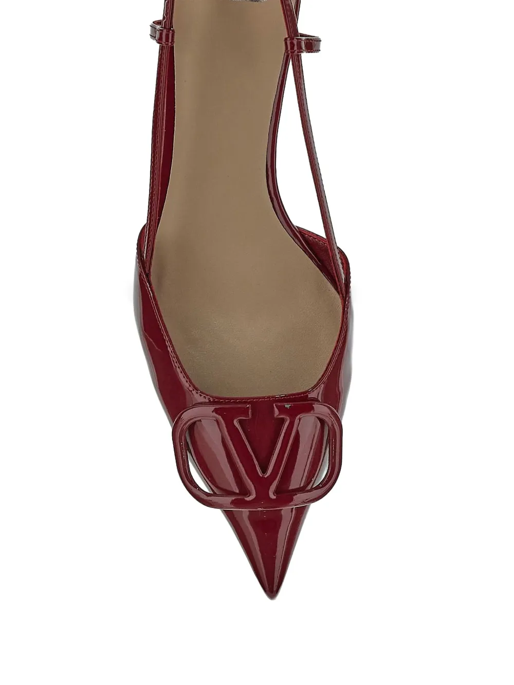 Valentino Garavani 40mm VLogo patent-leather slingback pumps Red