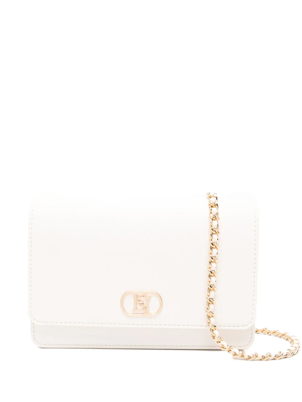 Elisabetta Franchi logo-plaque chain clutch bag - Toni neutri