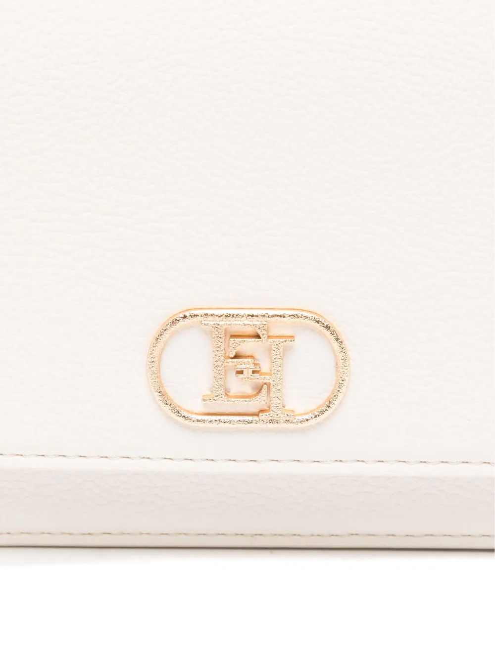 Elisabetta Franchi Clutch met logoplakkaat en ketting Beige